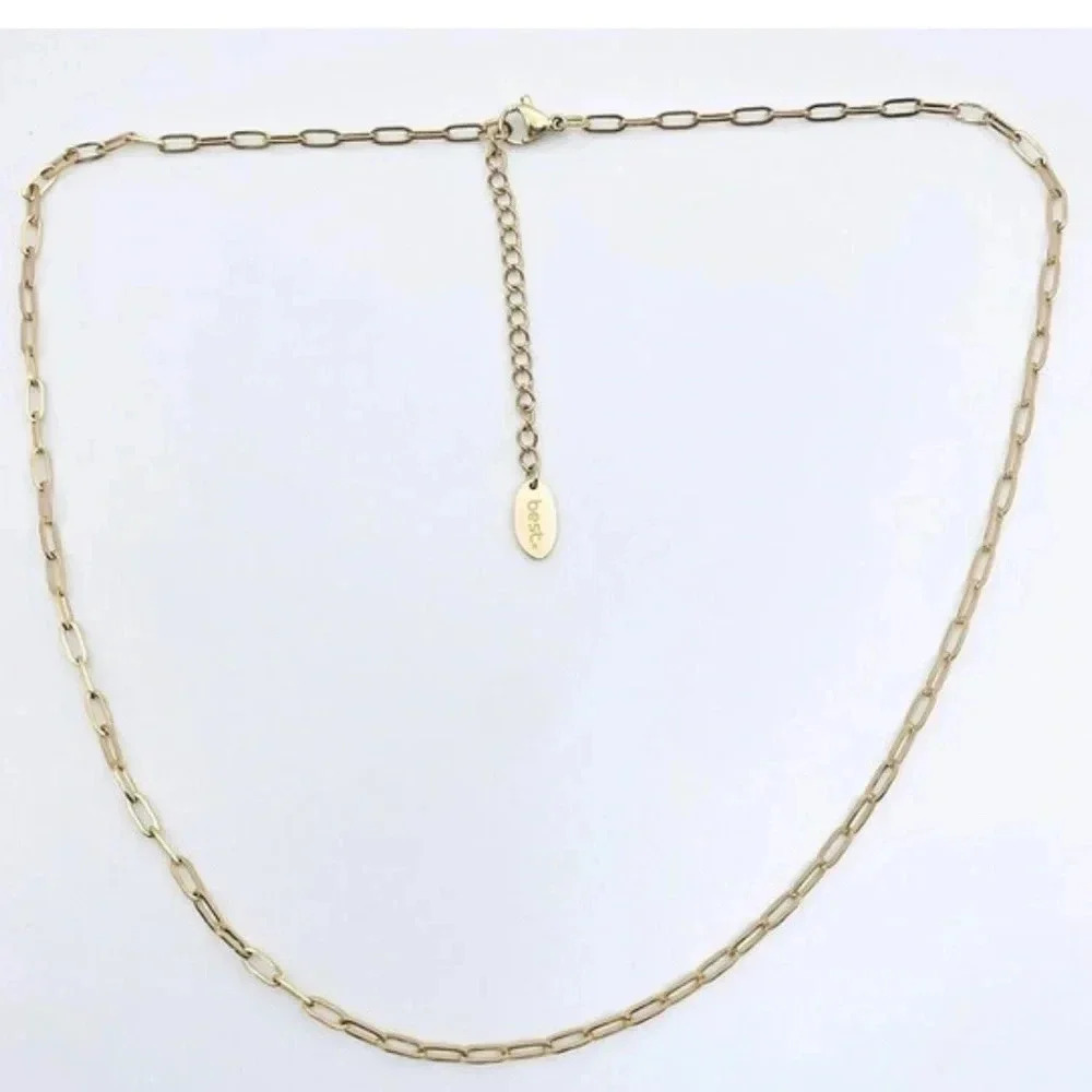 DAINTY Gold  Paper Clip Necklace 18k Gold Plated Chain Layering Necklace